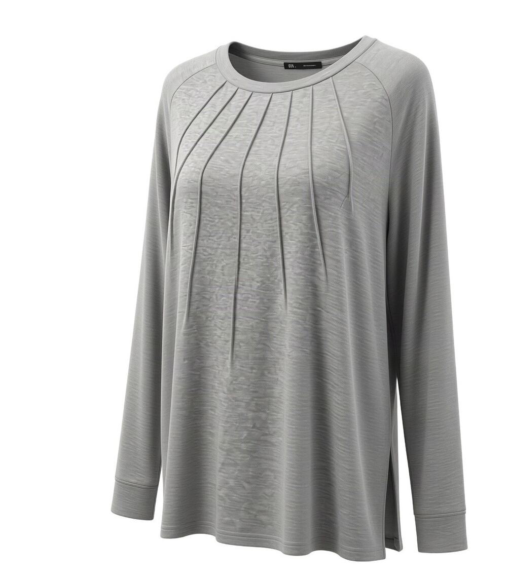 Zeagoo Women’s 2XL Gray Pleated Long Sleeve Tunic Top NWT